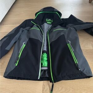 Ski/winter jacket  Black and Gray Jacket with Green Accents